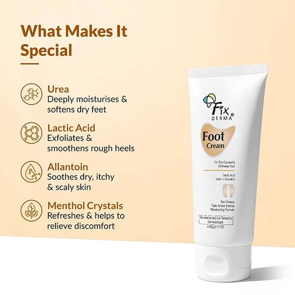 Fixderma Foot Cream For Dry, Cracker Or Calloused Foot Skin 60gm - Face Creams
