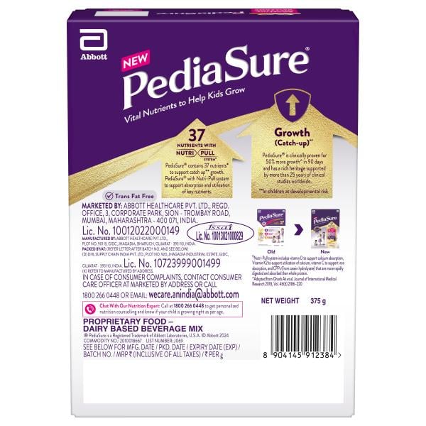 Pediasure Scientifically Designed Nutrition Drink Refill - Vanilla Flavour 375 g - Kids Nutrition