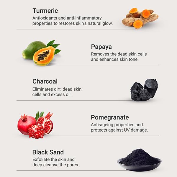 Bombay Shaving Company Deep Cleansing & De-Tan Charcoal Set With Face Scrub 300 gm - Scrubs & Exfoliants