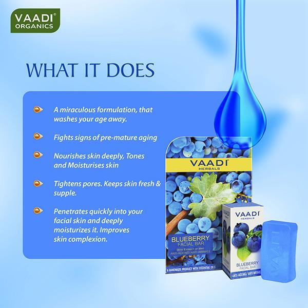 Vaadi Herbals Facial Bar Soap - Blueberry 25 gm - Soaps