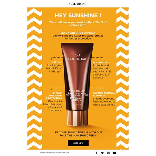 Colorbar Face The Sun Broad Spectrum Daily Face Protector SPF 50 PA++++UVA UVB 50ml - Face Sunscreen