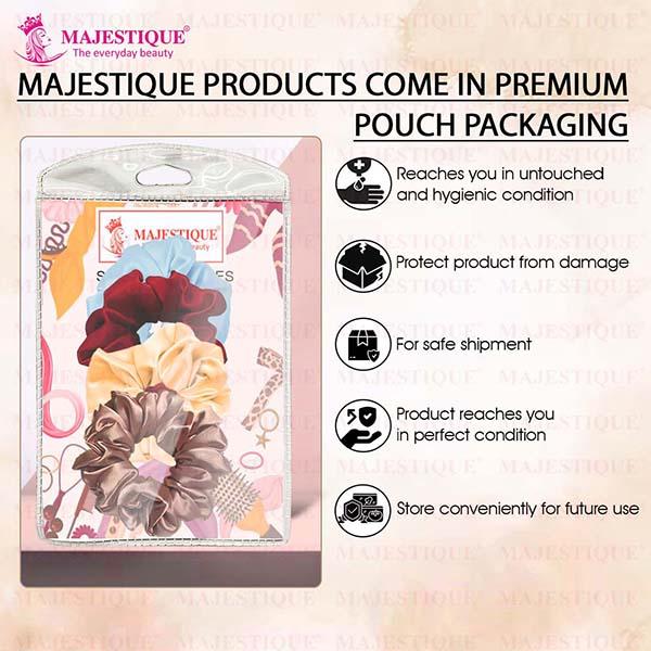 Majestique Satin Silk Scrunchies Ponytail Holder Hair Accessories Hair Ties For Women and Girl Best Gift - Multicolor 4's - Hair Clips/Bands