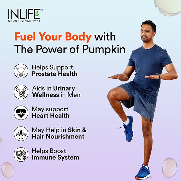 INLIFE Extra Virgin Cold Pressed Pumpkin Seed Oil 320mg Veg Capsules 60's - Omega Fish Oil Fatty Acids