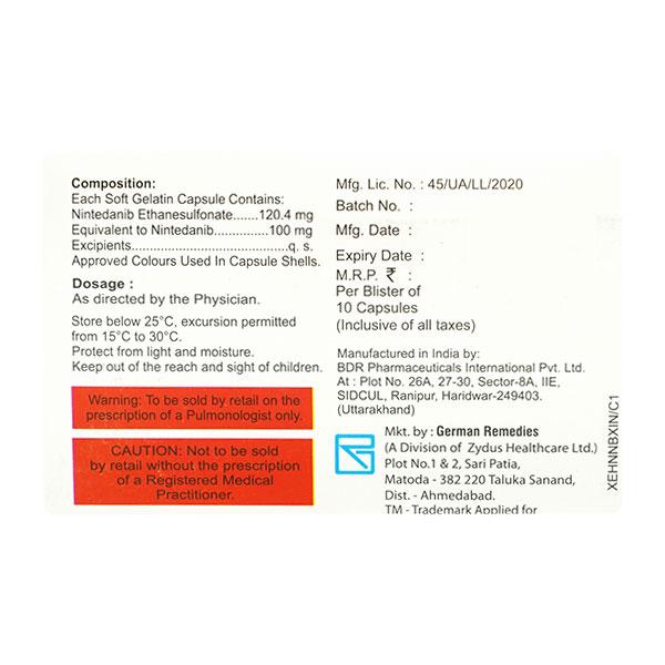 NINDEV 100mg Soft Gelatin Capsule 10's - Idiopathic Pulmonary Fibrosis