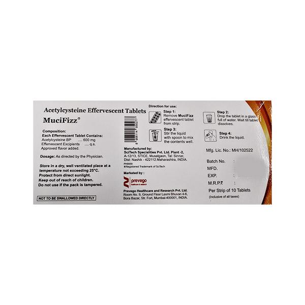 MUCIFIZZ Sugar Free Orange Flavor Effervescent Tablet 10's - Asthma/COPD-Ast