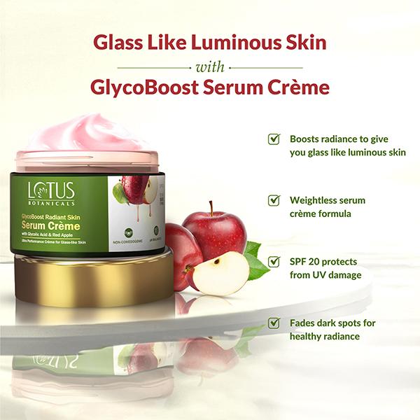 Lotus Botanicals GlycoBoost Radiant Skin Serum Creme with Red Apple & Glycolic Acid 50 gm - Face Moisturizers