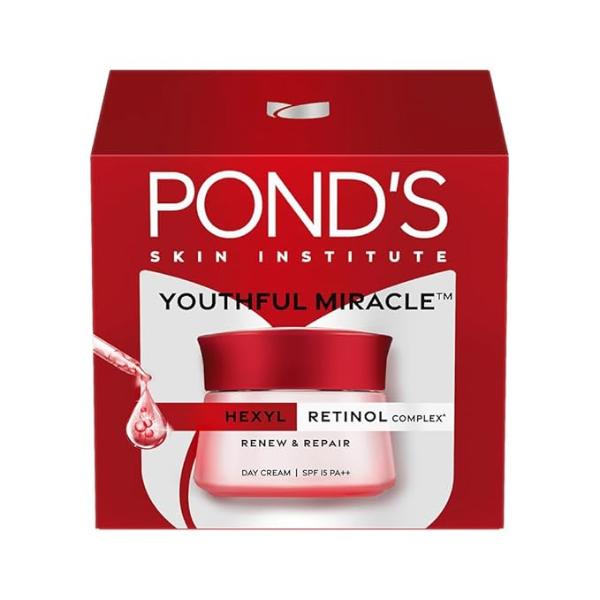 Netmeds | Ponds Youthful Miracle Hexyl Retinol Complex Renew and Repair SPF 15 PA++ Day Cream 12 g