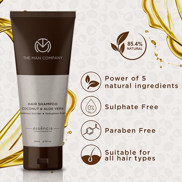 The Man Company Coconut and Aloe Vera Hair Shampoo 200 ml - Shampoos