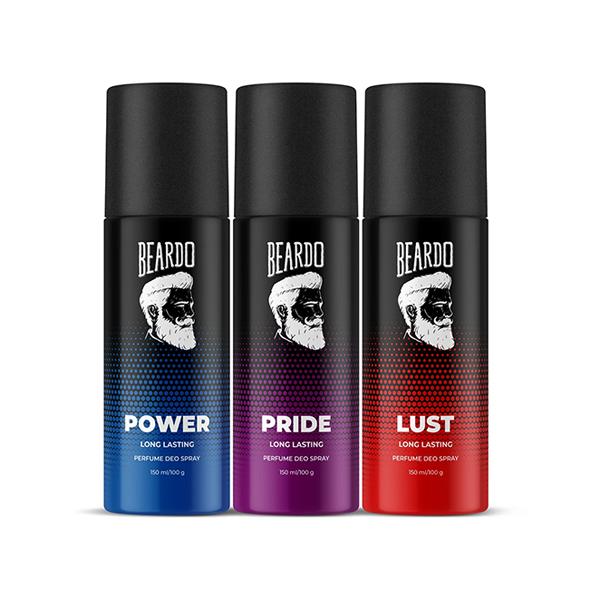 Netmeds | Beardo Power, Lust and Pride Body Spray Long Lasting Deo Deodorant Deodorant Spray - For Men 150 ml 3's