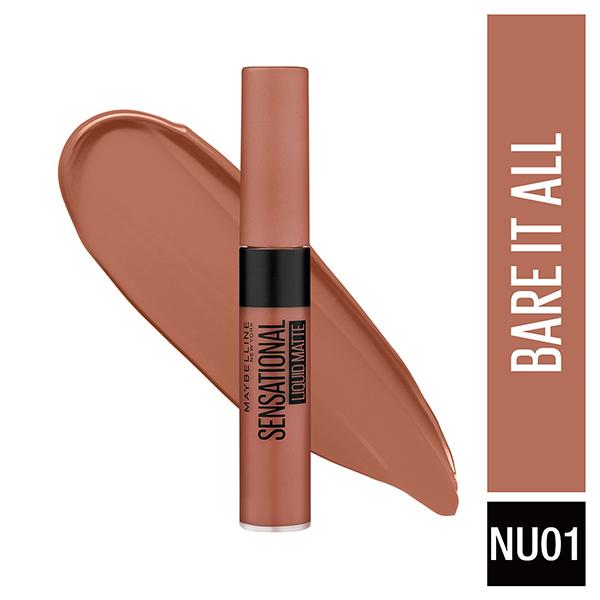Maybelline New York Color Sensational Liquid Matte Lipstick, NU01 Bare It All 7ml - Lipsticks