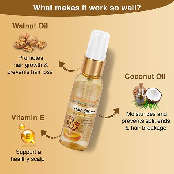 Aryanveda Hair Serum Vitalized With Walnut Oil - Serum For Hair Growth And Straightening, 45 Ml 45 ml - Hair Serums