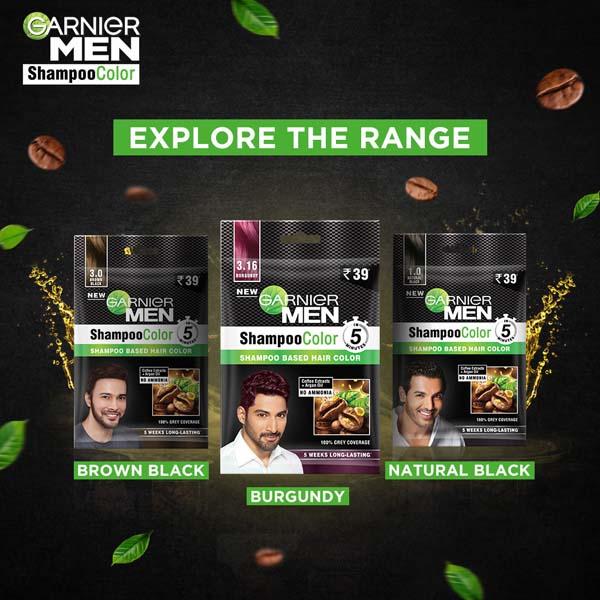 Garnier Men Shampoo Color Shade 3.16 Burgundy (10ml+10ml) - Sachet/Shampoo