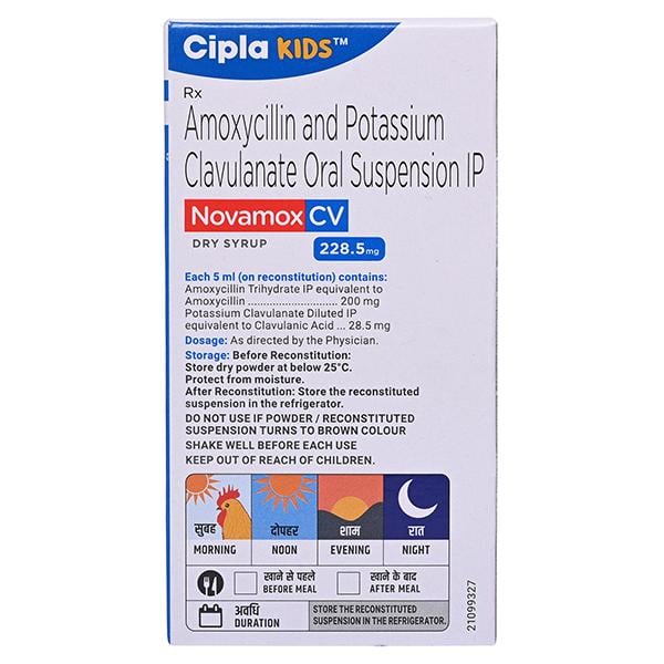 Novamox CV 228.5mg Tangy Orange Flavour Dry Syrup 30ml - Bacterial Infections-Pen