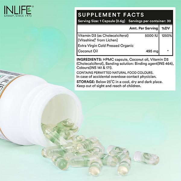 Inlife Vitamin D3 5000 IU Vegan Capsule 30's - Multi-Vitamins