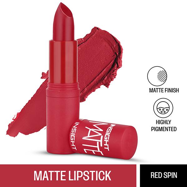 Netmeds | Insight Cosmetics Make Up Essentials Matte Lipstick - A24 Red Spin 4.2gm