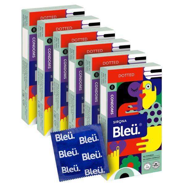 Netmeds | Bleu High Grade Natural Latex Dotted Condoms (Pack of 6 X 8's)