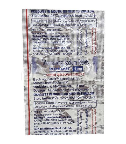 Romilast 5mg Tablet 15'S - Asthma/COPD-Ast