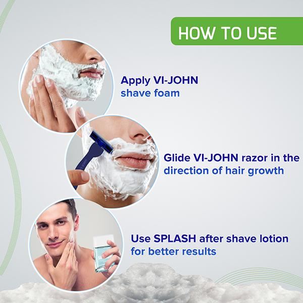 VI-John Shaving Foam for Sensitive Skin with Vitmin E and Anti-Bacterial 400gm each -Shaving Foam for Men 2's - Shaving Foams