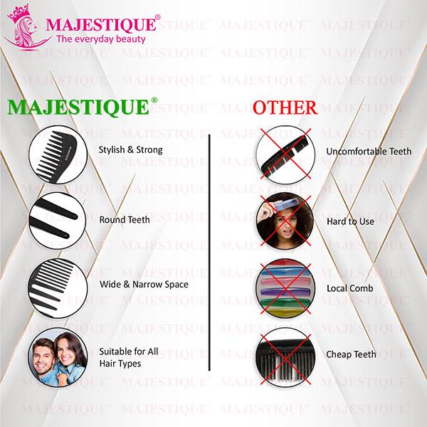 Majestique Compact Styling Comb Detangler Comb, For Curly Hair, Long Hair, Wet Hair Comb For Detangling Comb 1's - Multi-Stylers