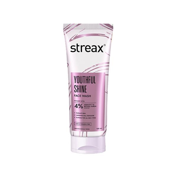 Streax Skin Youthful Shine Face wash cleanser 4% Aquaxyl & Retinol serum complex 100 ml - Scrubs & Exfoliants