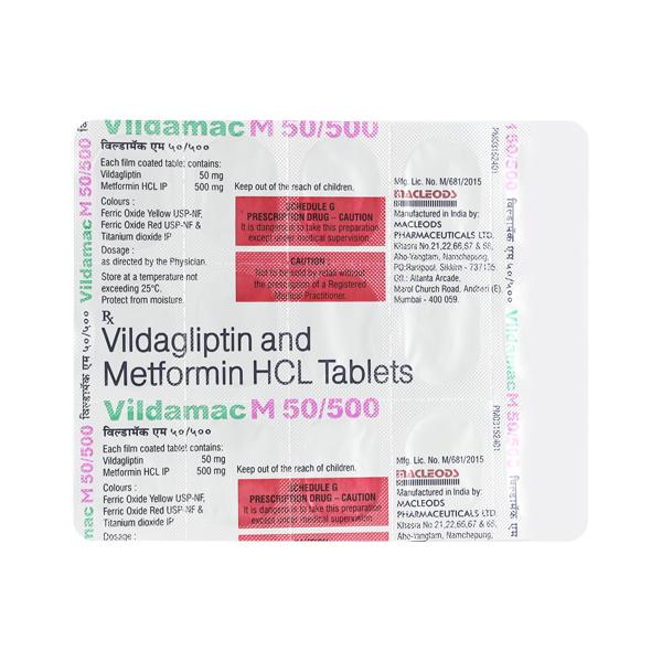 VILDAMAC M 50/500mg Tablet 15's - Diabetes-Ant