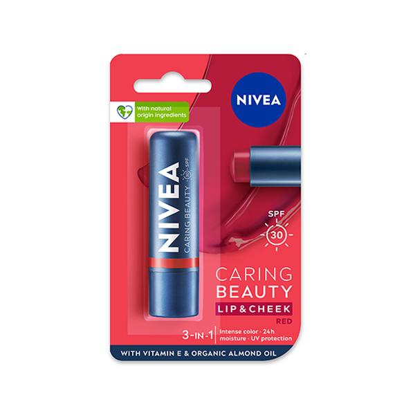 Netmeds | Nivea Lip-Care Caring-Beauty-Red 4.8 gm