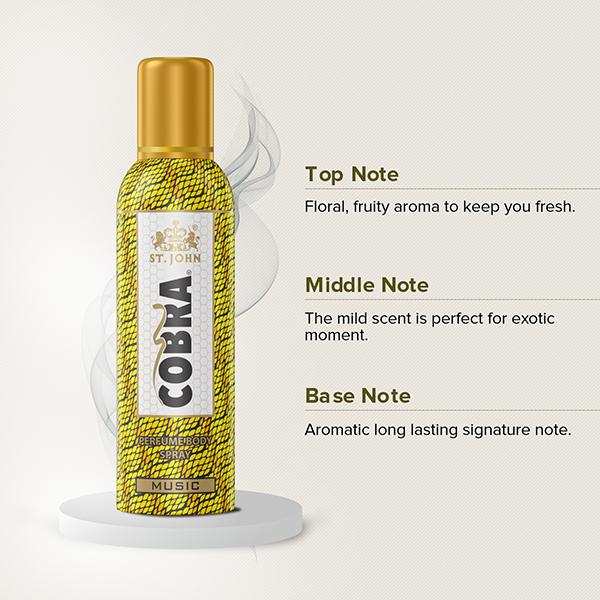 St. John Cobra True Man Body Spray 100 ml + Cobra Music Body Spray 100 ml - Men Deodorants/Roll-Ons