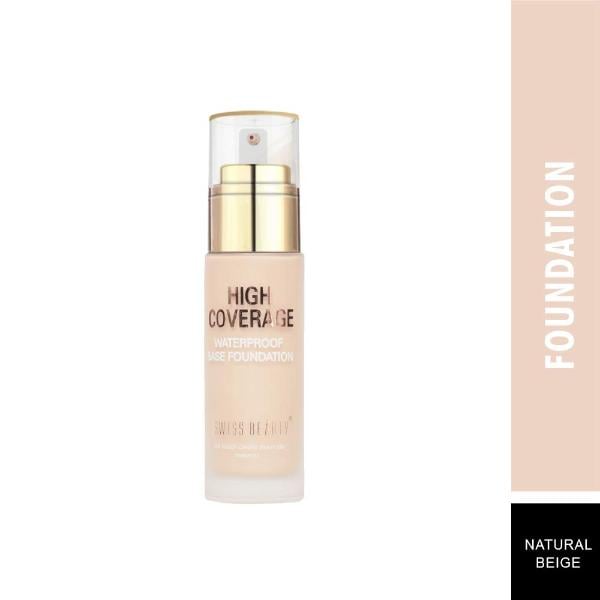Swiss Beauty High Coverage Waterproof Base Foundation - (Natural Beige) 55 gm - Foundation