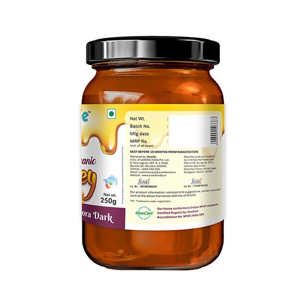 Onelife Organic Honey - Multiflora Dark 250 gm - Herbal Dietary Supplement