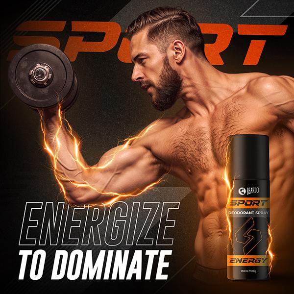 Beardo Sport Energy Deodorant Spray 150 ml - Men Deodorants/Roll-Ons
