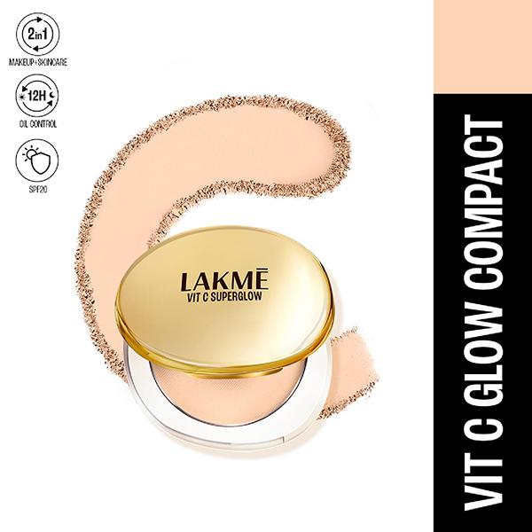 Netmeds | Lakme Makeup+Skincare Vitc Superglow Skin Perfecting Compact Ivory10 8 gm