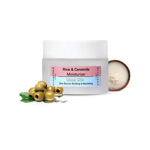 Glamveda Korean Glass Skin Rice & Ceramide Moisturizer Skin Barrier Building & Nourishing 50 ml - Face Moisturizers