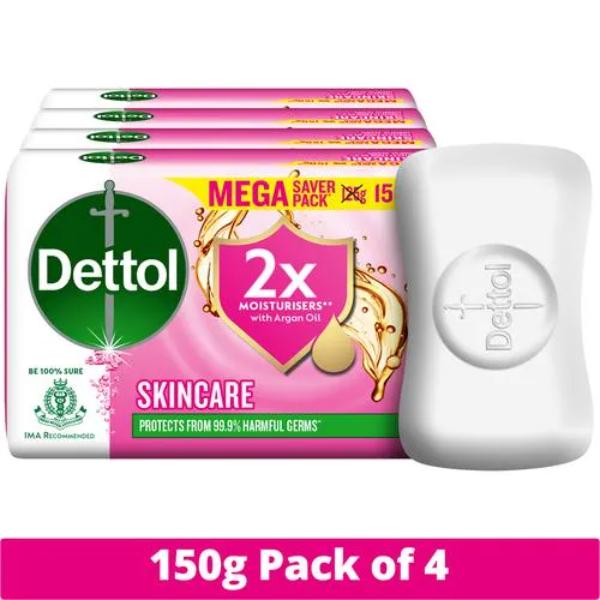 Netmeds | Dettol Soap - Skincare with 2X Moisturizers (Pack Of 4 X 150 g)