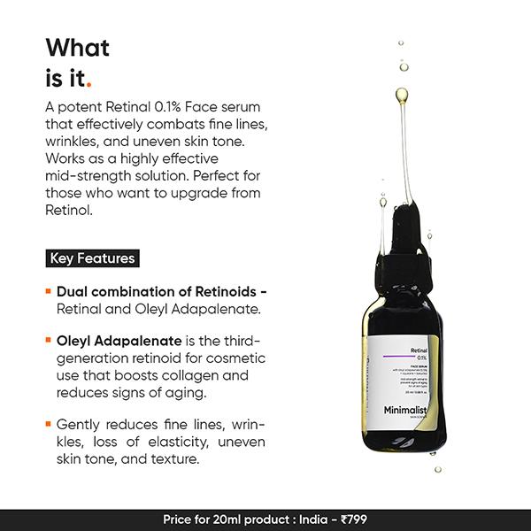 Minimalist Retinal 0.1% Face Serum 20 ml - Face Serum