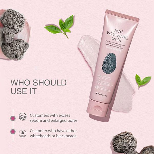 The Face Shop Jeju Volcanic Lava Cleansing Foam 140 Ml - Face Wash & Cleansers