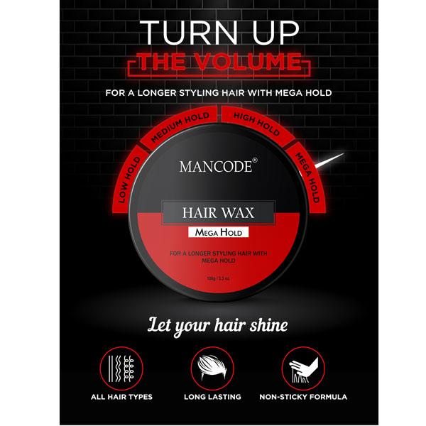Mancode Mega Hold Hair Wax 100 gm - Hair Gels & Waxes