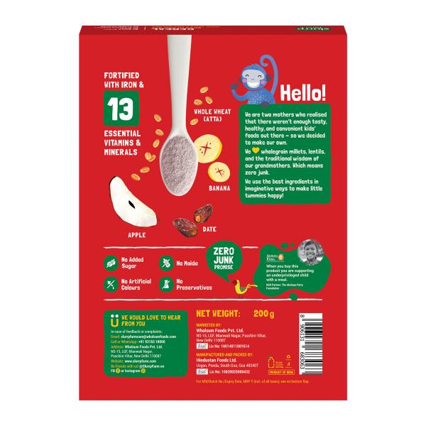 Slurrp farm Cereal - Wheat, Apple and Date with Milk (Refill Pack) 200 g - Baby And Infant Supplements
