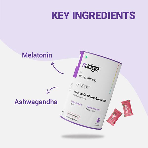 Nudge Wellness Melatonin Sleep Gummies for Deep Sleep with Melatonin & Ashwagandha 30 Gummies 30's - Mental Health