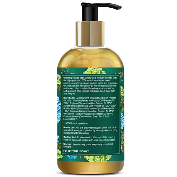 Oriental Botanics Bath & Body Oil - Green Tea & Basil 200 ml - Massage Oils
