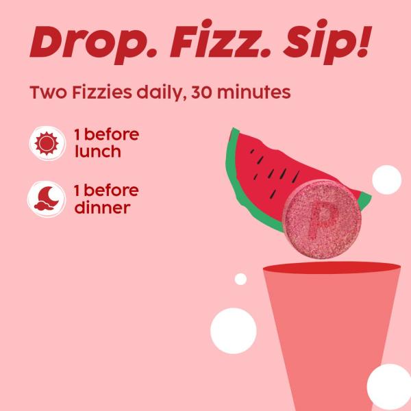 Plix Original Apple Cider Vinegar Effervescent Tablet - Juicy Watermelon 15's - Weight Loss