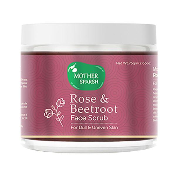 Mother Sparsh Rose & Beetroot Exfoliating Face Scrub, Enriched With Skin Soothing Oils 75 gm