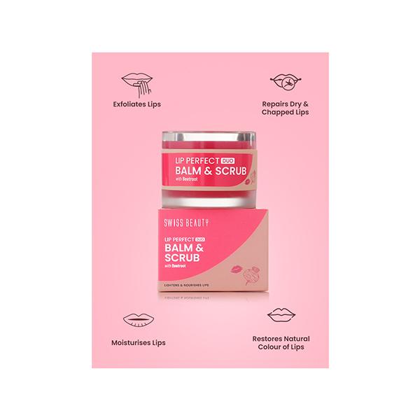 Swiss Beauty Lip Perfect Duo Balm and Scrub with Coffee Extract, Shade - Coffee Extract, 3.5gm+3.5gm 1's - Lip Balms