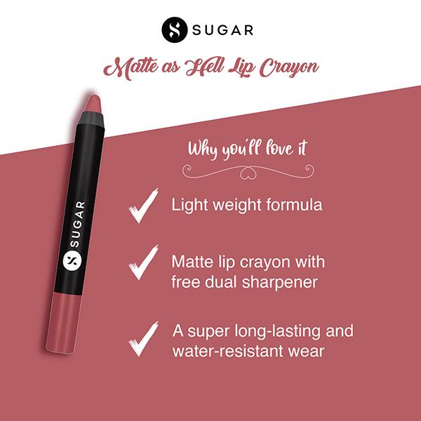 Sugar Cosmetics Matte As Hell Crayon Lipstick 07 Viola 2.5 gm - Lip Crayons