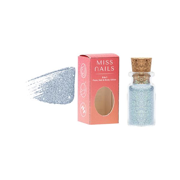 Miss Nails 3 In 1 Glitter Holographic Silver 13 5 gm - Nail Polish