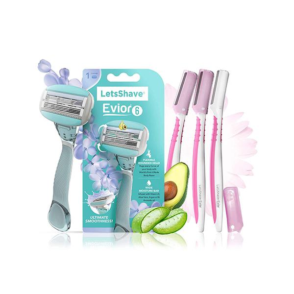 Netmeds | LetsShave Evior 6 Razor 1's + Shaving Razor 3's - Women