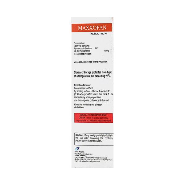MAXXOPAN 40 Injection 1's - Ulcer/Reflux/Flatulence-Aaa