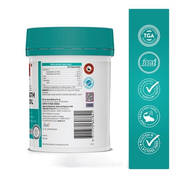 Swisse Ultiboost Odourless High Strength Wild Fish Oil 1500 mg Capsule 90's - Omega Fish Oil Fatty Acids