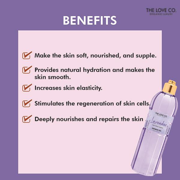 The Love Co. Luxury Lavender Body Wash for Women - Lavender Shower Gel - Luxury Bath & Shower Gels for All skin Types 250 ml - Shower Gels & Body Wash