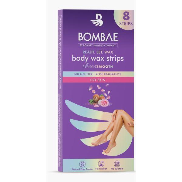 Netmeds | Bombae Body Wax Strips 8's - Shea Butter + Post Wax Finish Wipes 2's