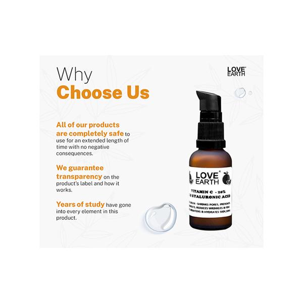 Love Earth Vitamin C Serum for Skin Hydration, Reduces Wrinkles & Hyperpigmentation with Pure 30 ml - Face Serum
